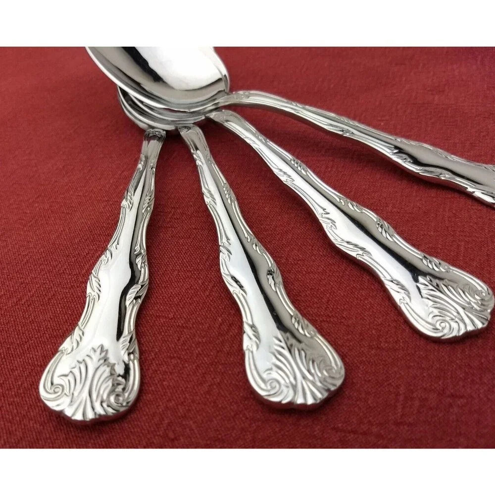 Reed & Barton VICTORIA SOUP PLACE SPOONS 18/10 Stainless Steel Flatware Lot of 4